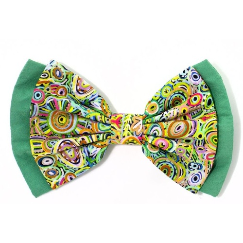 Better World Aboriginal Art Cotton Bow Hair Clip - Ramindjeri Ruwe Dreaming