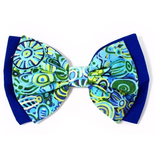 Better World Aboriginal Art Cotton Bow Hair Clip - Ngarrindjeri Country