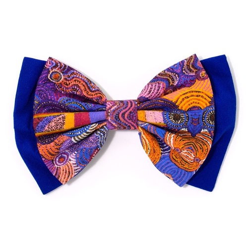 Better World Aboriginal Art Cotton Bow Hair Clip - Mulga Country