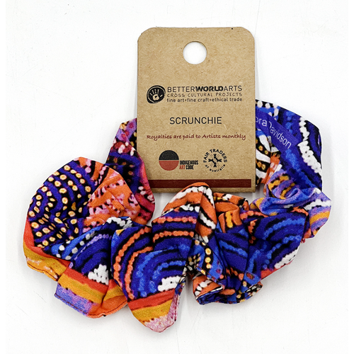 Better World Arts Aboriginal Cotton Hair Scrunchie - Multju Mulga Country