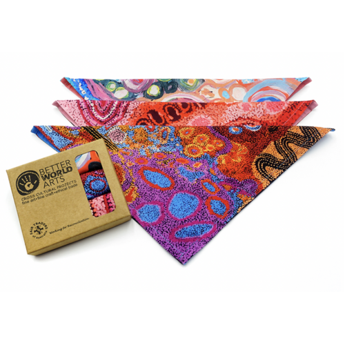 Better World Aboriginal Art Boxed Set (3) Handkerchiefs - Seven Sisters