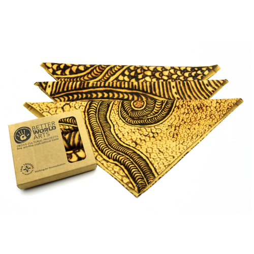 Better World Aboriginal Art Boxed Set (3) Handkerchiefs - Punu