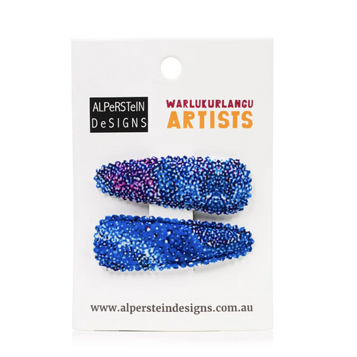 Warlukurlangu Aboriginal Art Hairclips (2 Pack) - Seven Sisters Dreaming
