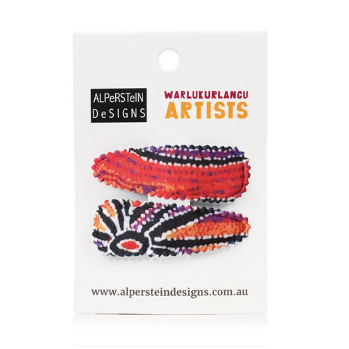 Warlukurlangu Aboriginal Art Hairclips (2 Pack) - Dogwood Tree Dreaming