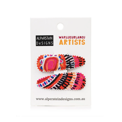 Warlukurlangu Aboriginal Art Hairclips (2 Pack) - Two Dogs Dreaming