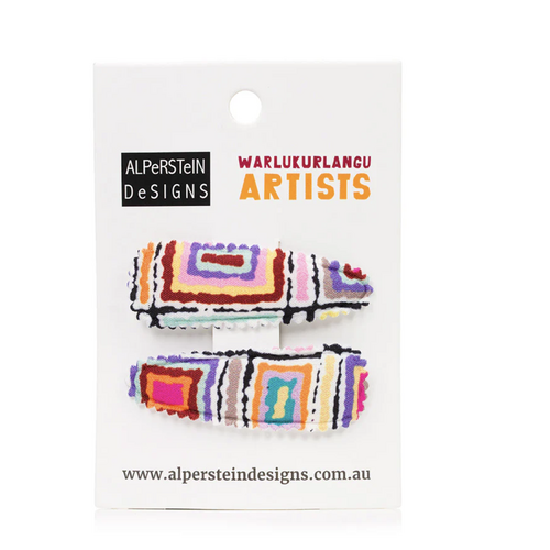 Warlukurlangu Aboriginal Art Hairclips (2 Pack) - Water Dreaming
