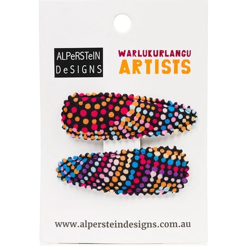 Warlukurlangu Aboriginal Art Hairclips (2 Pack) - Edible Fungus Dreaming