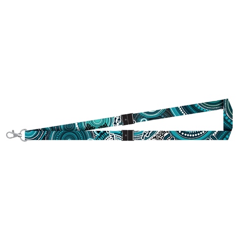 NAIDOC 2026 (Teal) - Dezigna Aboriginal Art Lanyard [DOUBLE CLIP] - 50 Years of Deadly