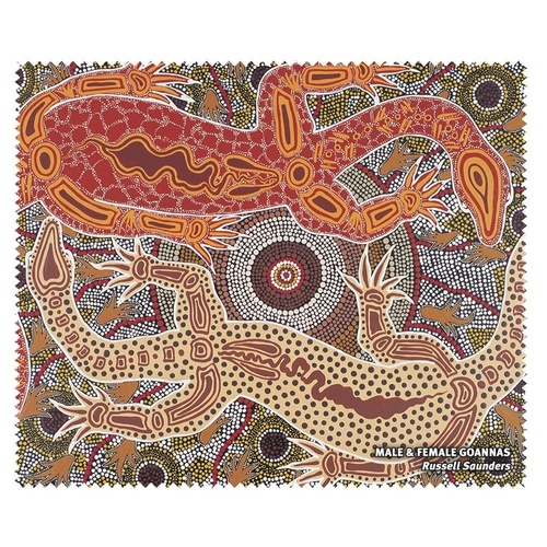 Tobwabba Aboriginal Art Microfibre Lens Cloth - Male & Female Goannas
