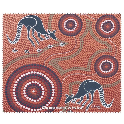 Tobwabba Aboriginal Art Microfibre Lens Cloth - Kangaroos Feeding