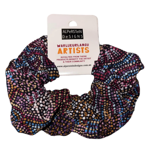 Warlukurlangu Aboriginal Design Hair Scrunchie (Large) - Mina Mina Dreaming