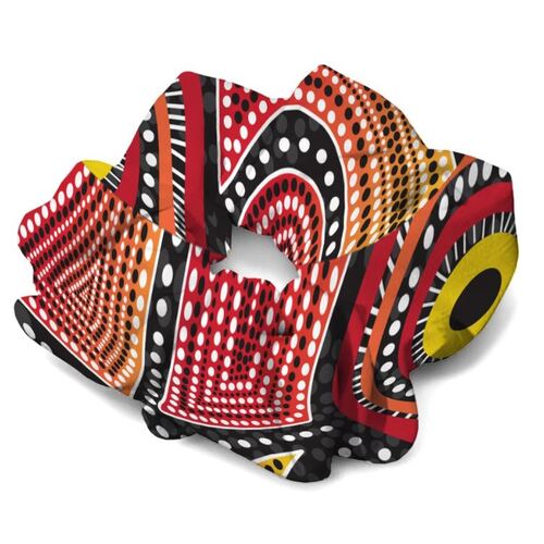 Dezigner Aboriginal design Hair Scrunchie - Coming Together