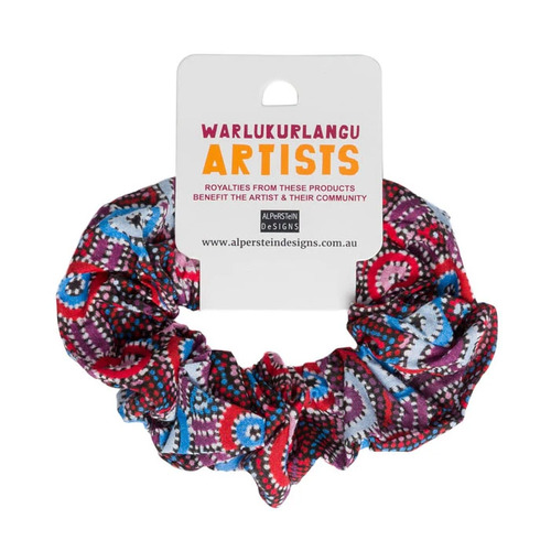 Warlukurlangu Aboriginal design Hair Scrunchy - Water Dreaming (Medium)