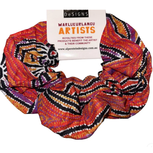 Warlukurlangu Aboriginal Design Hair Scrunchie (Large) - Dogwood Tree Dreaming