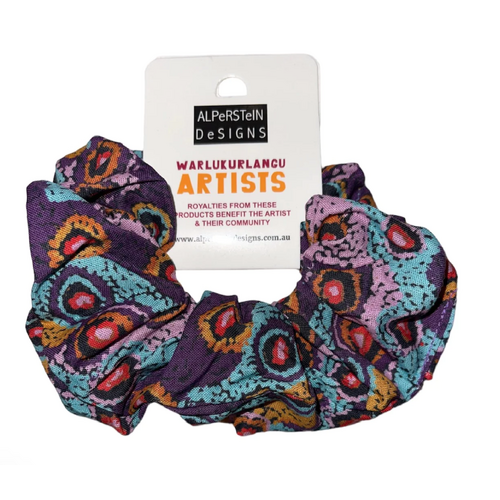 Warlukurlangu Aboriginal Design Hair Scrunchie (Large) - Lappi Dreaming