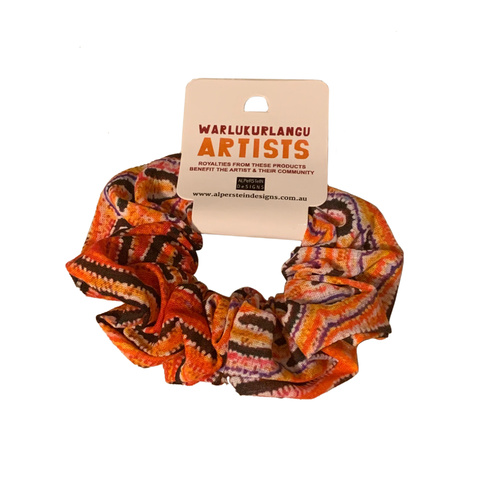 Warlukurlangu Aboriginal design Hair Scrunchy - Dogwood Tree Dreaming (Medium)