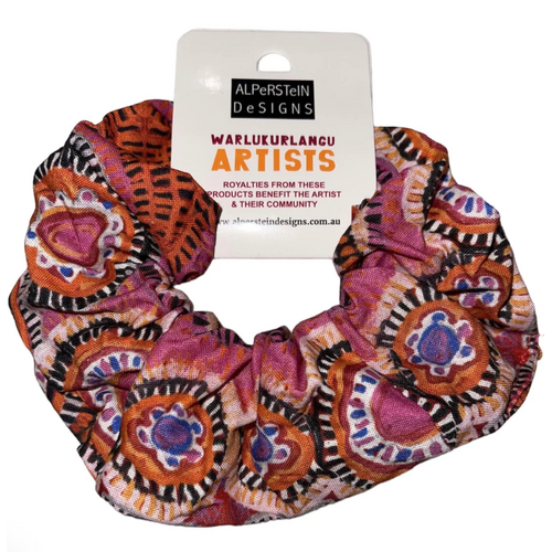 Warlukurlangu Aboriginal Design Hair Scrunchie (Large) - Two Dogs Dreaming