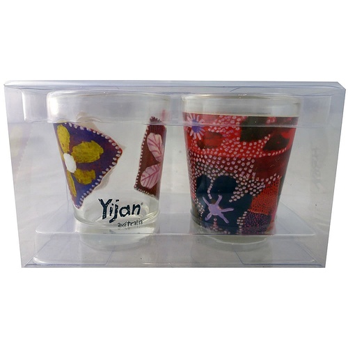 Yijan Aboriginal Art  Shot Glass Set (2) - Waterlillies