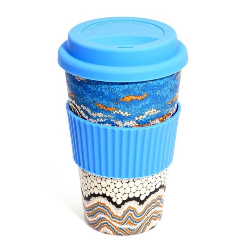 Aboriginal All Natural Bamboo Eco Travel/Coffee Mug (480ml) - Land Meets Sea