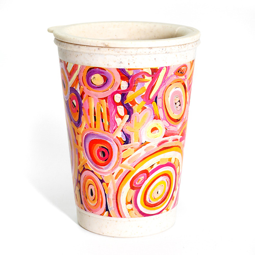Ramindjeri Water Dreaming Bamboo Lidded Travel Mug (227ml - 8oz) - Better World Art