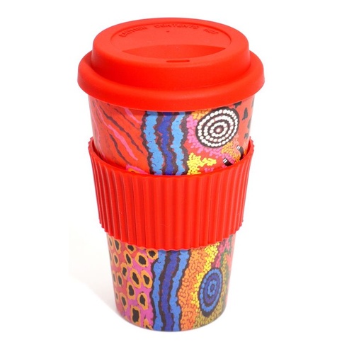 Aboriginal All Natural Bamboo Eco Travel/Coffee Mug (480ml) - Family & Country