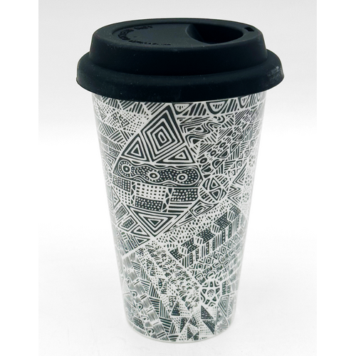 Better World Aboriginal Art Double Insulated Porcelain Travel Mug - Old Lady