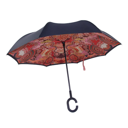 Warlukurlangu Aboriginal Art Inverted Umbrella - Vaughan Springs