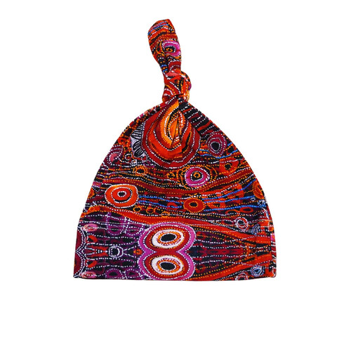 Utopia Aboriginal Art Bamboo Fabric Baby Beanie - Awelye (Women's Ceremony)