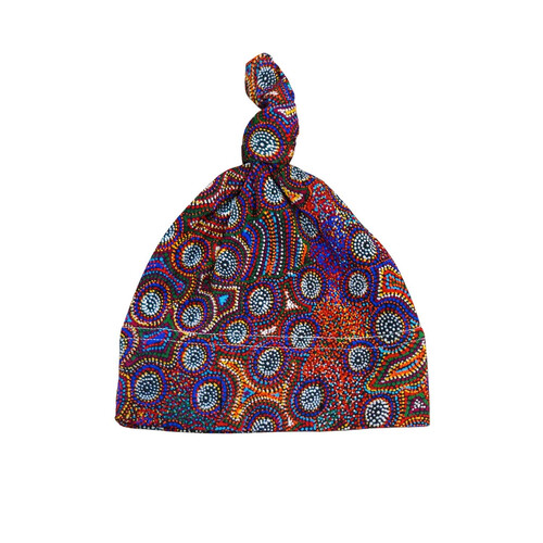 Utopia Aboriginal Art Bamboo Fabric Baby Beanie - Atwakeye (Bush Orange)