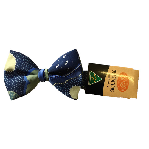 Outstations Aboriginal Art Polyester Bowtie - Norman Cox (Blue)