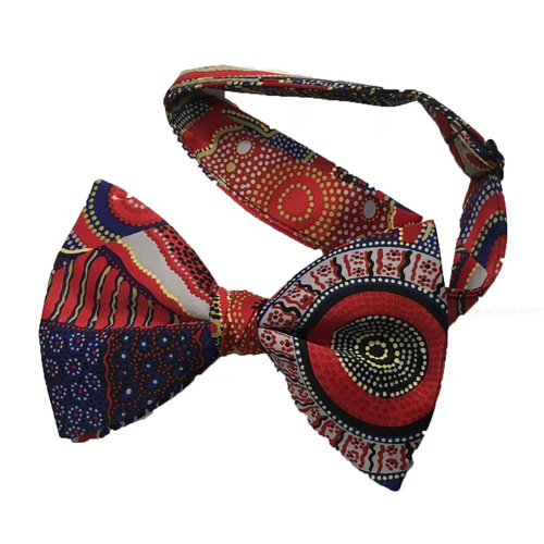 Outstations Aboriginal Art Polyester Bowtie - Kangaroo Story (Red)
