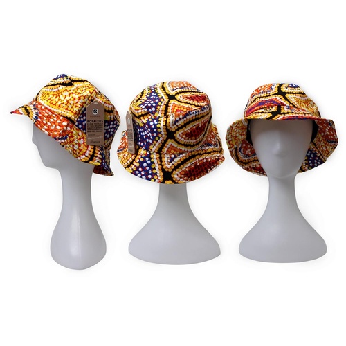 Bunabiri Aboriginal Art Cotton Bucket Hat - Snake Dreaming