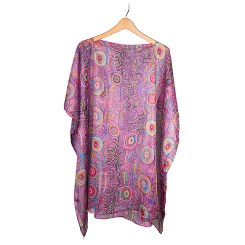 Warlukurlangu Aboriginal Art Sheer Polyester Poncho - Seed Dreaming