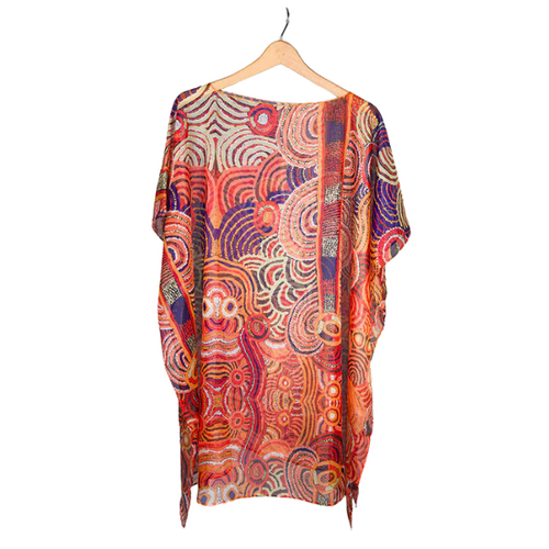 Papulankutja Aboriginal Art Sheer Polyester Poncho - Mulga Country