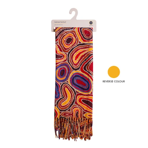 Koh Living Aboriginal Art Polyester Cashmere Scarf (70cm x 180cm) - Dry Waterholes