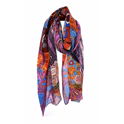 Better World Aboriginal Art Organic Cotton Summer Scarf (200cm x 70cm) - Seven Sisters