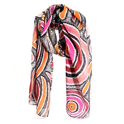 Celebration of Life - Better World Aboriginal Art Organic Cotton Summer Scarf (200cm x 70cm)
