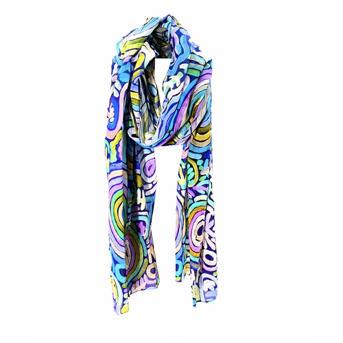 Better World Aboriginal Art Organic Cotton Summer Scarf (200cm x 70cm)  - Ngarrindjeri Country