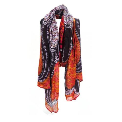 Better World Aboriginal Art Organic Cotton Summer Scarf (200cm x 70cm) - Crocodile