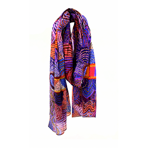 Better World Aboriginal Art Organic Cotton Summer Scarf (200cm x 70cm) - Mulga Country