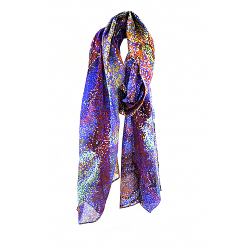 Better World Aboriginal Art Organic Cotton Summer Scarf (200cm x 70cm) - Emu Dreaming