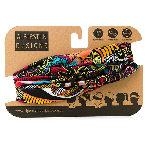Justin Butler Aboriginal Art Head Sock - Dingo & Kangaroo Storyline