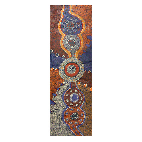 Outstations Aboriginal Art Polyester Chiffon Scarf - Kangaroo Story (Rust)