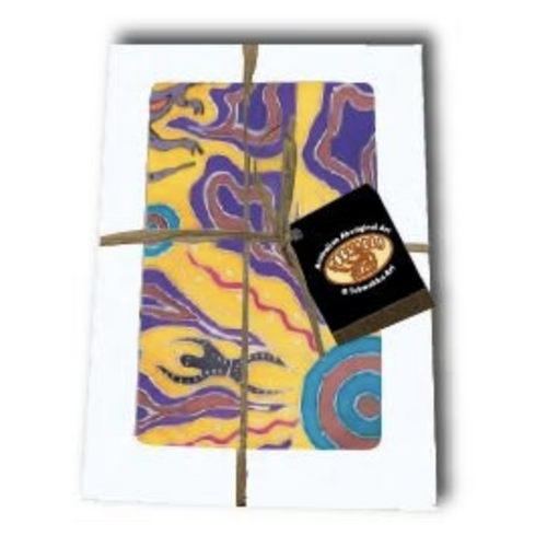 Tobwabba Aboriginal Art 100% Polyester Giftboxed Scarf (53cm x 170cm) - Spiritual Lands