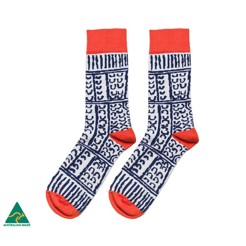 Warlukurlangu Aboriginal Art Australia Made Men's Cotton Socks - Paddy Stewart