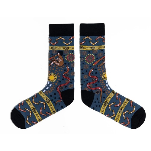 Spencer Flynn MEN'S Aboriginal Art Socks - Yidaki