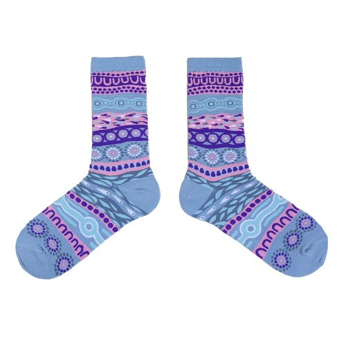 Spencer Flynn WOMEN'S Aboriginal Art Socks - Flowing Water