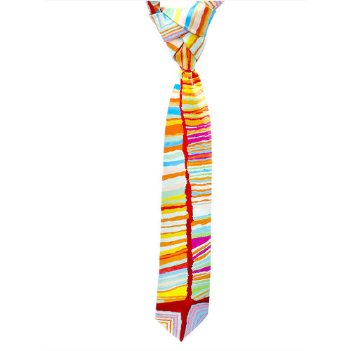 Better World Aboriginal Art Digital Print Boxed Polyester Tie - Snake Vine