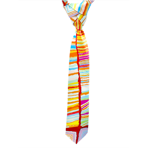 Better World Aboriginal Art Digital Print Boxed Polyester Tie - Mina Mina Dreaming
