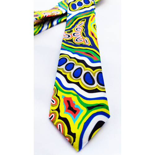 Hogarth Aboriginal Arts Polyester Silk Tie - Emu Dreaming